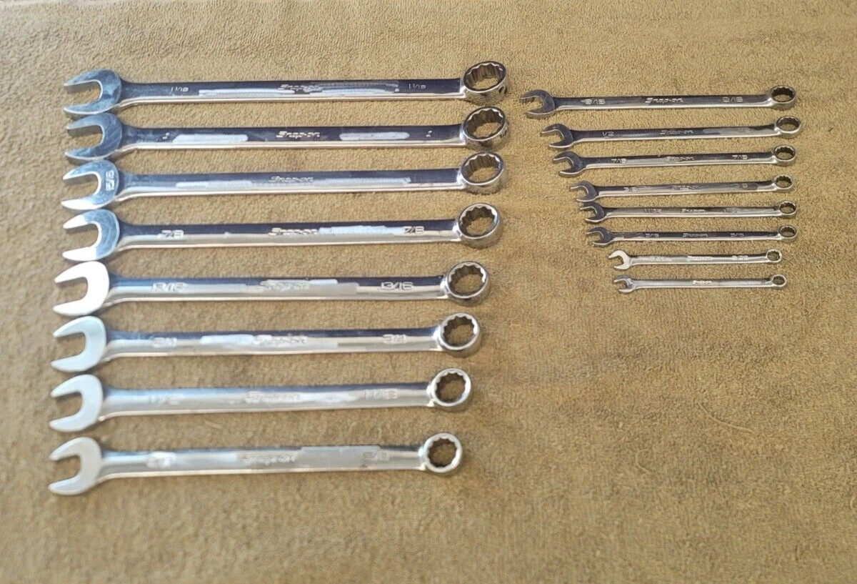 Snap on OEX Combination Wrench Set Sae 1 1 16 1 15 16 7 8 13 16 3 4 9 16 3 8 1 4