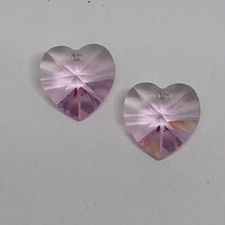 Swarovski Crystal Light Amethyst Heart 6228 Pendant; 10mm 2pc or 14mm; June