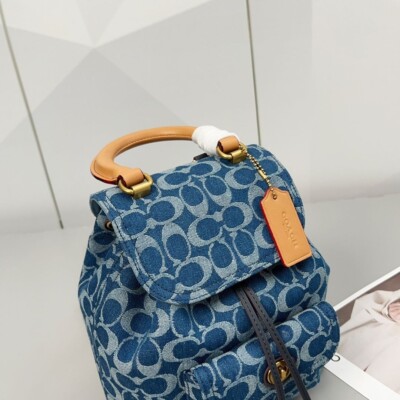 【新品未使用】COACH リア バックパック 21・シグネチャー CJ833 COACH Leah Backpack 21 Signature Denim Black CJ833 Outlet