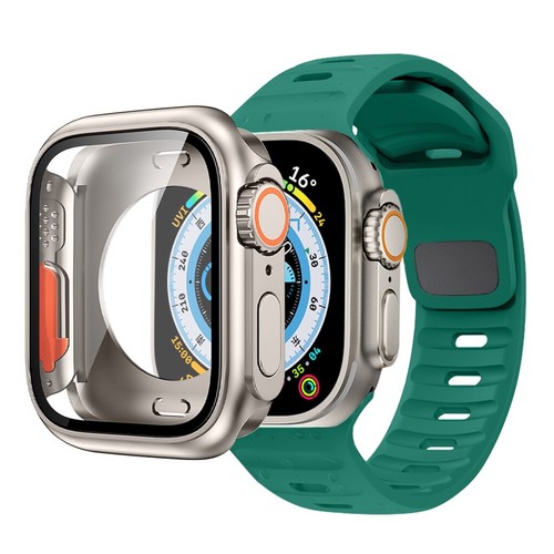 Cinturón de cinta de silicona + actualización a Ultra Case para Apple Watch Series 8 7 44 mm 45 mm - Imagen 19 de 43