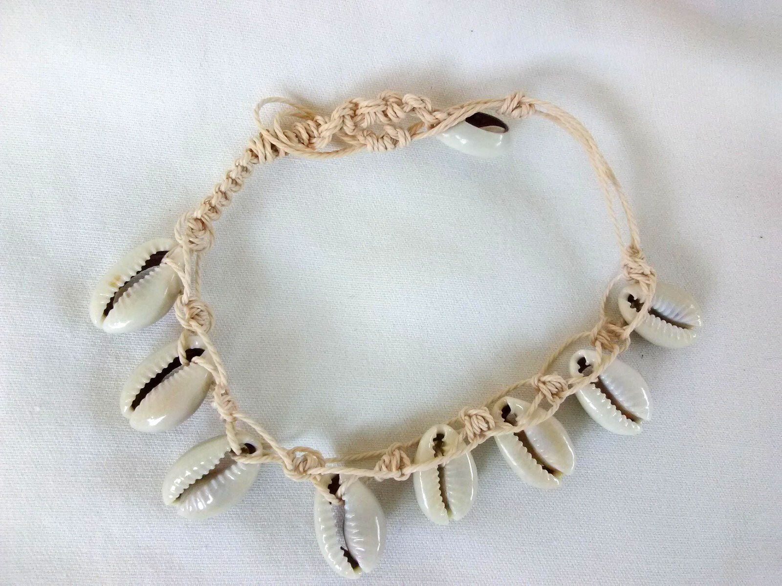 Natural Macrame Cowrie Shell Anklet Bracelet Unisex 9-11