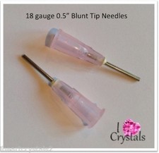 18 gauge PINK 1/2" Blunt Luer Needles Glue Rhinestones Crystals Flatbacks Epoxy