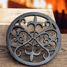 Kamin- L&uuml;ftungsgitter, Ornament f&uuml;r Mauer, rund|Eisen schwarz|H2,0xB19,0cm