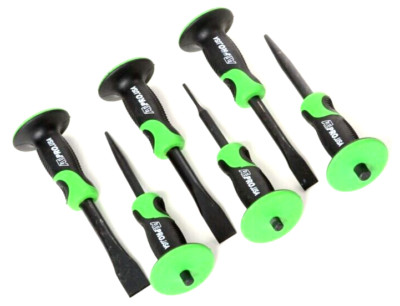 6 pc Punch and Chisel set 3 Flat Chisel 3 Punch Chisel With Cushion Grip Handle