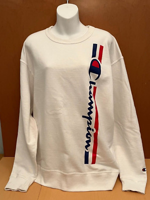 Champion Sweatshirt Men's XL Spellout Logo Vertical White Vintage 90 s y2K