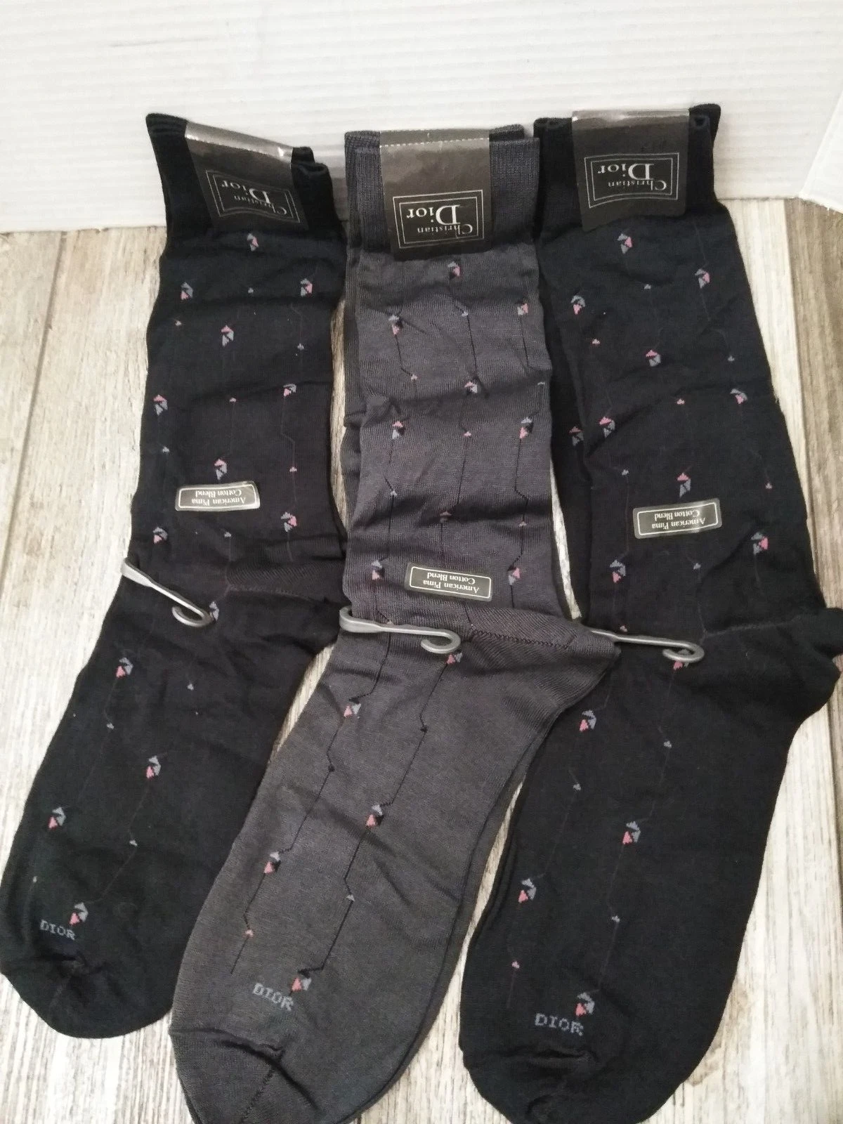 Calze eleganti uomo Christian Dior vintage stile americano Pima misto cotone 4486 (3 pezzi)