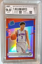 KILLIAN HAYES 2020-21 Optic Rated Rookie #157 Red Prizm SP /99 RC HGA 9 Pistons