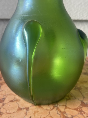 ANTIKE CHARTREUSE LOETZ VESUVISCHE GLATT KRETE KAULQUAPPEN IRISIERENDE VASE WIE ABGEBILDET - Bild 11 von 24