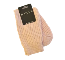 B. Ella Ladies 93% CASHMERE Crew Socks Bulky Rib Speckle Layla Pale Pink - NEW