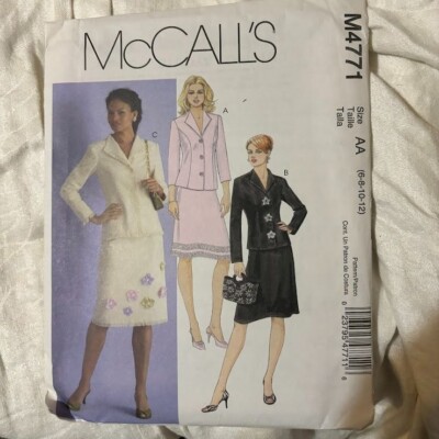 Y2K McCALL'S M4771 Top Skirt Suit PATTERN AA 6-8-10-12