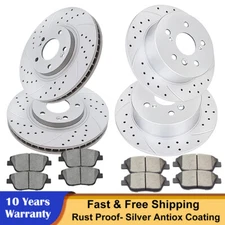 Fit 2011 - 2015 Hyundai Sonata Kia Optima Front Rear Drilled Rotors + Brake Pads