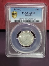 AUSTRALIA 1941 SHILLING PCGS GRADED AU58 COIN