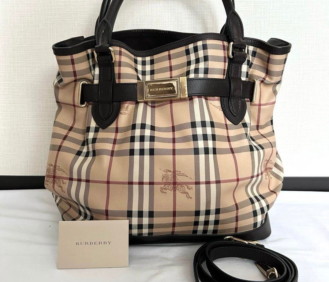 Burberry 2way Tote Shoulder Bag Handbag PVC Leather Nova Burberry 2way Tote Shoulder Bag Handbag PVC Leather Nova