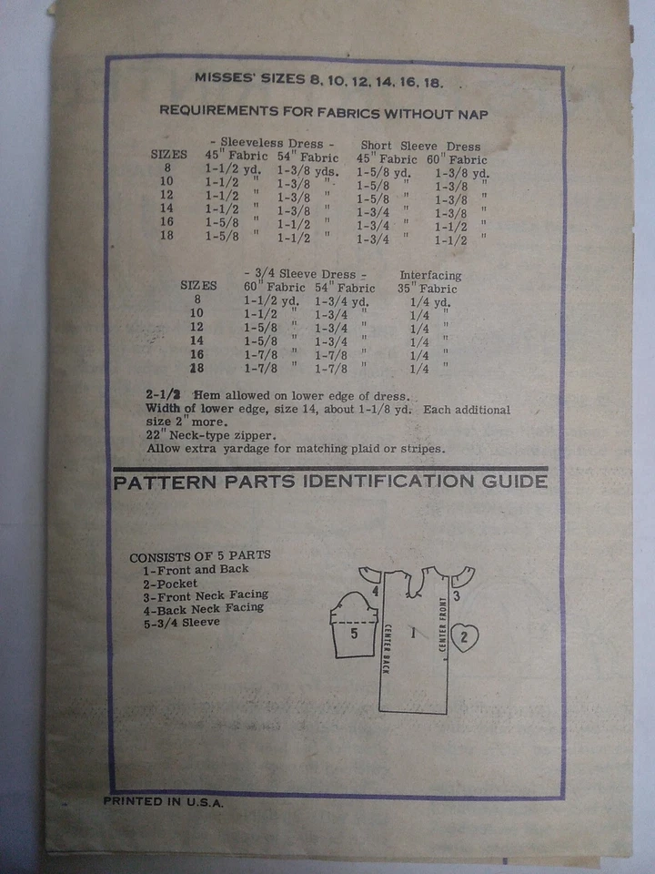 Dress Sheath Heart Pocket 14 Sewing Pattern 4599 Mail Order Anne Adams VTG 40s - Image 4 of 4