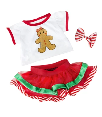 TEDDY MOUNTAIN Weihnachten Lebkuchen Outfit Teddybär Kleidung passt 8" bis 10" Bären