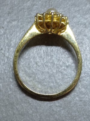 Bague Plaque Or Avec Brillants Et Pierres - Taille 57 - Occasion - Ref04284J