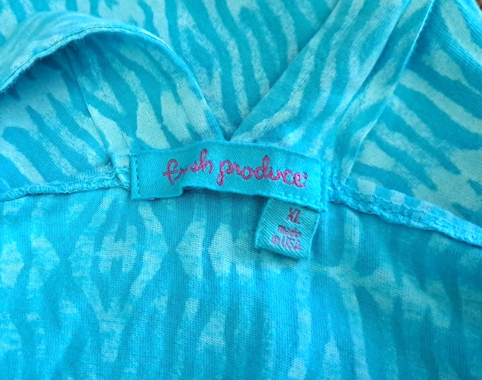 Vestido sin mangas Fresh Produce para niña 10 (XL) azul estampado Ikat volantes playa Foto 2 de 4