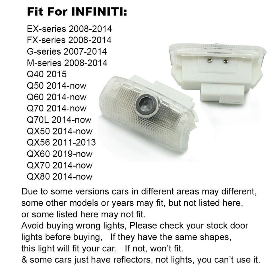 2X Door Light Logo Projector Ghost Shadow Laser For INITI EX G M QX Q Series - Image 2 of 4