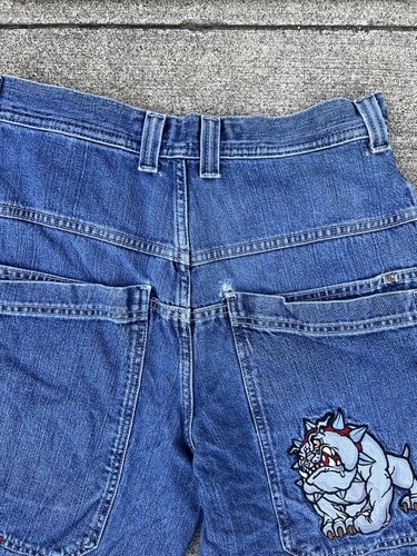 Vintage JNCO Jean Shorts Bulldog Tag 30 Grail Jorts 90s Skate Shorts Distressed - Picture 14 of 18