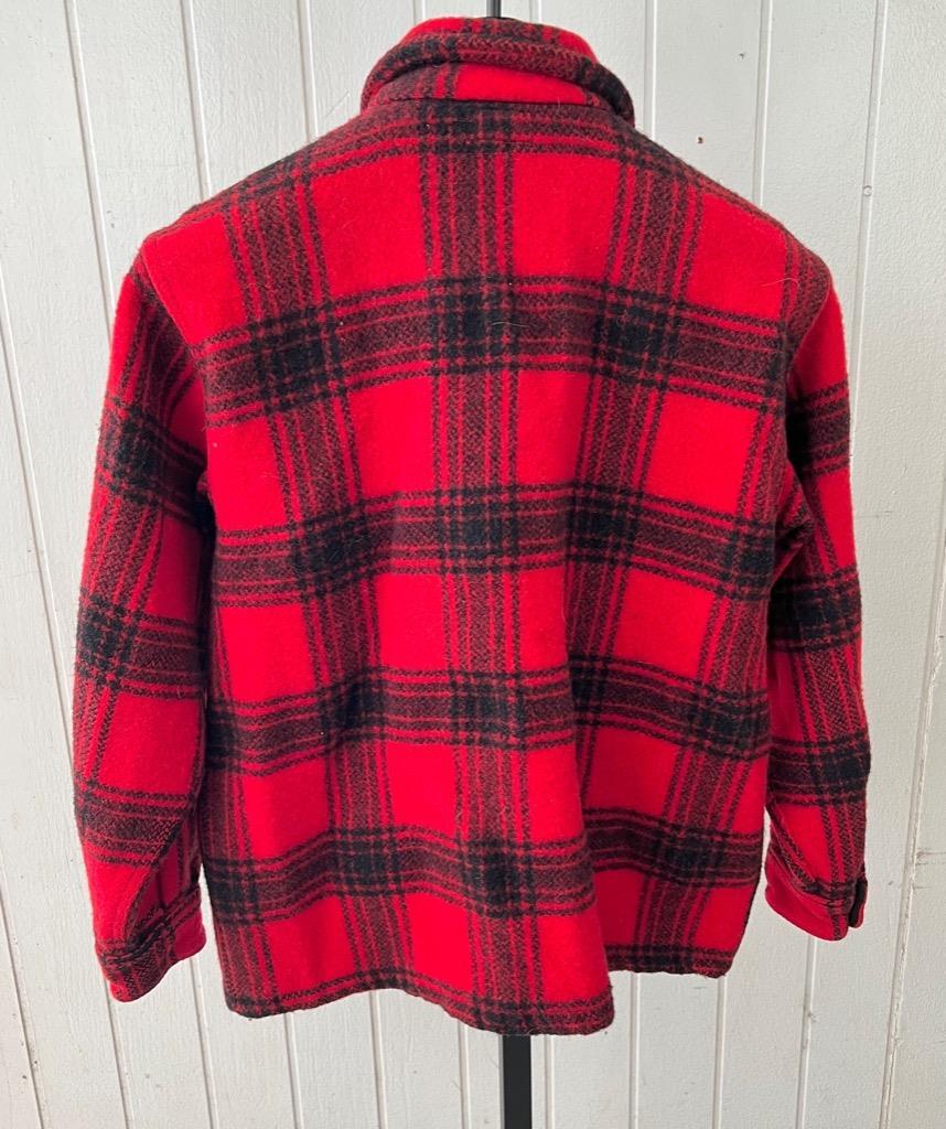 Vtg 50's Winter King Jacket sz Large Red Black Plaid TALON