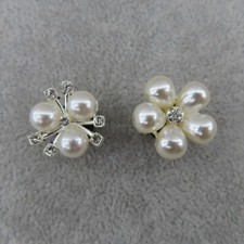 LUXURY Faux Pearl Rhinestone Shoe Charms for Shoes Wristbands Set 2 Sparkly