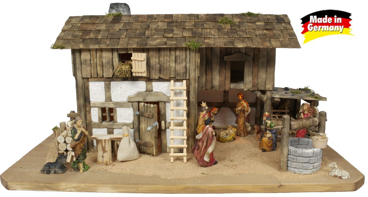 Belén Iluminado, Figuras, Caja De Música, Chimenea De Incienso, Caja De Batería