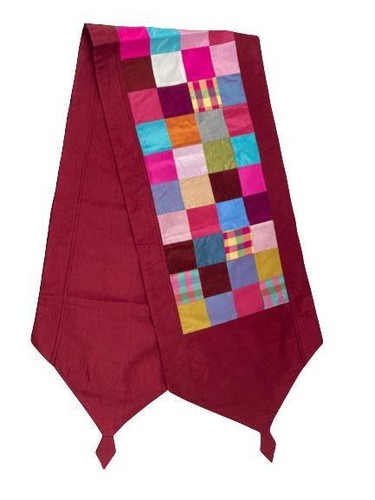 Multicolored Sateen Crinkle Table Runner 40" Long Good Pre-Owned Condition