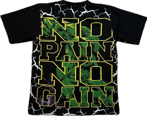 VTG The Incredible Hulk NO PAIN NO GAIN AOP T-Shirt Size XL Black Crown Tag EUC - Picture 3 of 12