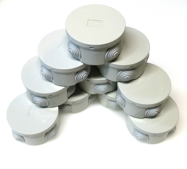 Round Electric Junction Case Box& Grommets Cable Waterproof Outdoor