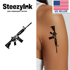 SteezyInk temporary tattoo Tactical Rifle last upto 2 weeks 2 x 4 inch