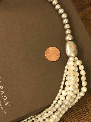 Silpada Multi Strand Pearl Sterling Silver Necklace N1565 Hammered Bead $199 - 第 7/11 張圖片