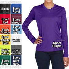 Ladies Plus Size Long Sleeve T-Shirt Moisture Wicking V-Neck Womens XL, 2X, 3X