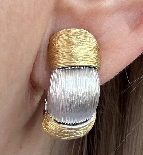H Stern 18K Brushed Yellow & White Gold Shrimp Omega Clip 13.43 Grams Earrings - Picture 11 of 12