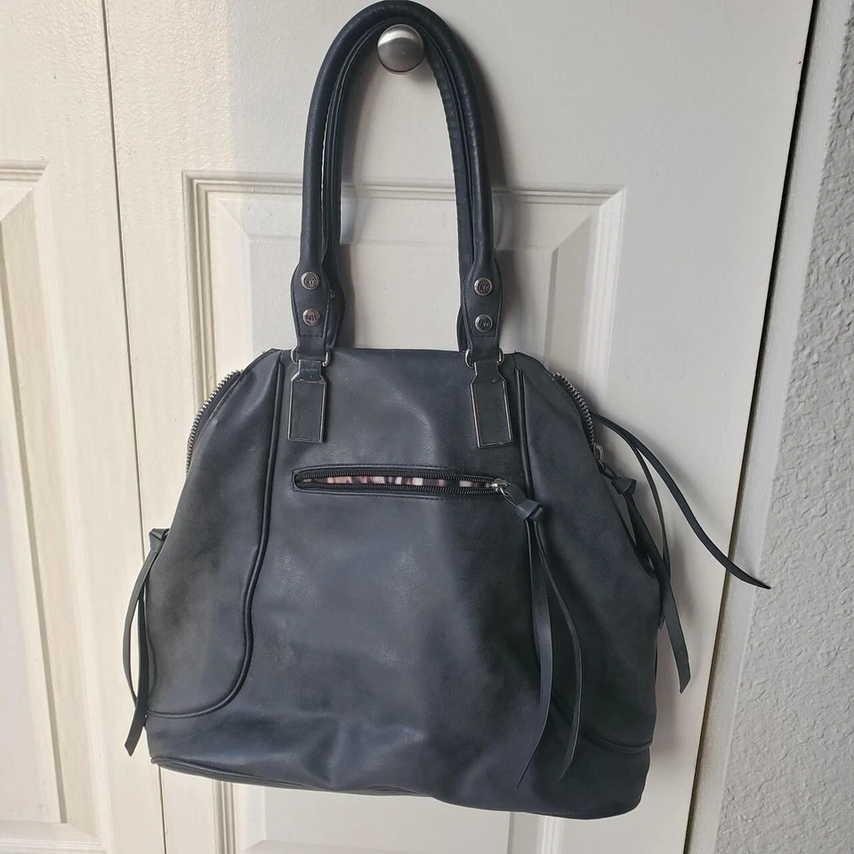 Bolso de Hombro Nicole Miller Imitación Cuero Desteñido Negro Y2K Foto 2 de 4