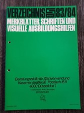 Merkblatt Stahl, Beratungsstelle f&uuml;r Stahlverwendung, VERZEICHNIS 83/84