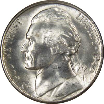 #ad #ad 1945 S Jefferson Wartime Nickel BU Uncirculated Mint State 35% Silver 5c US Coin $9.99