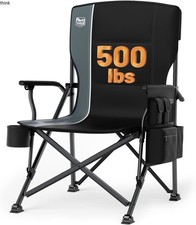 TIMBER RIDGE Oversized Folding Camping Chair High Back Heavy Duty, Black