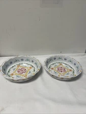 2 Nordic Ware Rosemaling Scandinavian Fluted Pie Pan Plates Ceramic Collection