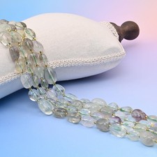 Natural Green Amethyst Oval Nugget Beads 10-17mm Vivid Green 15.5in Strand