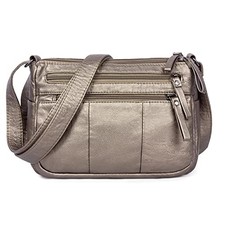 Purses for Women Soft PU Leather Shoulder Bag Ladies Antique Silver-10.2"-n