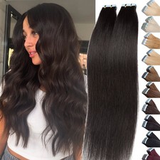 Tape In 100 Remy Human Hair Extensions Russian Skin Weft Full Head 18"-24" Long