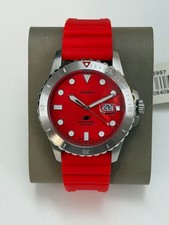 29707245 Herrenuhr FOSSIL BLUE FS5997 Silikon Rot Sub 100mt  neu
