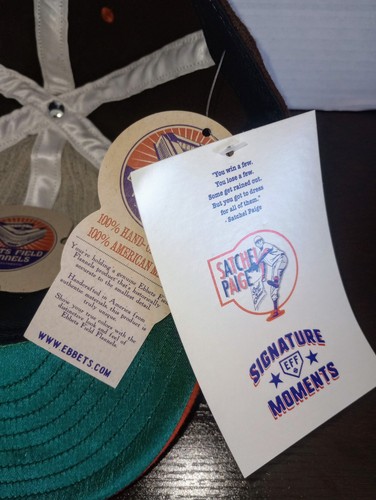 SATCHEL PAIGE ST LOUIS BROWNS EBBETS FIELD FLANNELS SIGNATURE MOMENT HAT 7 3/8 - Picture 6 of 9
