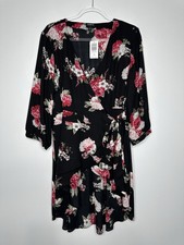 New Torrid Wrap Layered Top Womens Size 1X Black Floral Whimsigoth Fairy Hi Lo