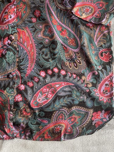 VTG 90s Victoria's Secret Gold Label Paisley Silk Nightgown Shirt Size Large L - Picture 3 of 9
