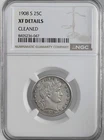 1908-S  25C BARBER SILVER QUARTER  NGC XF DETAILS "CLEANED"  #8405236-047