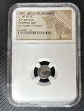 100-50 BC GAUL AEDUI LINGONES Ancient Greek Silver Quinarius Coin NGC