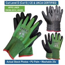 PU ANTI CUT RESISTANT WORK SAFETY GLOVES BUILDERS GRIP PROTECTION LEVEL 5