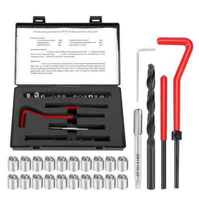 25Pcs M7x1 Thread Repair Kit Stainless Steel Twisted Drill Wrench Threaded In...
