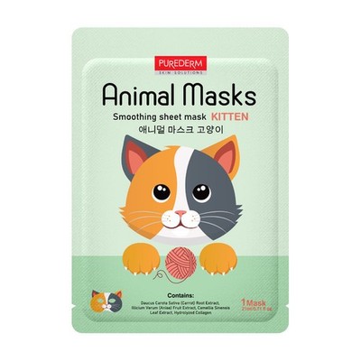 PUREDERM Animal Mask Glättende Gesichtsmaske Kitten 21 ml